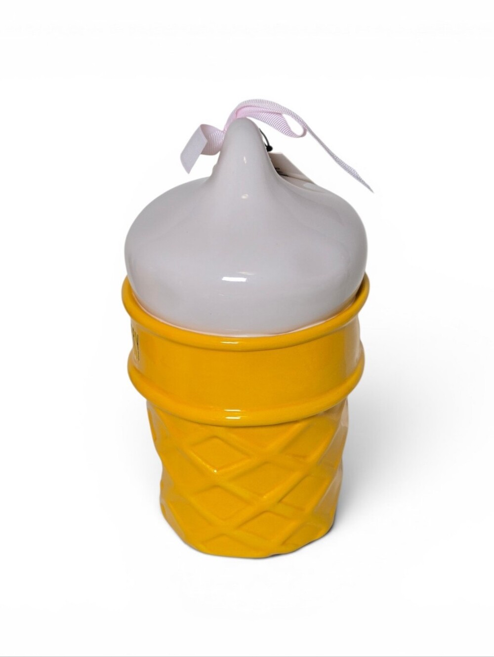 Rae Dunn Strawberry Ice Cream Cone Ceramic Birdhouse 8.5" Tall NWT - Picture 3 of 5